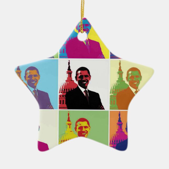 President Obama Pop Art Ceramic Ornament (Front)