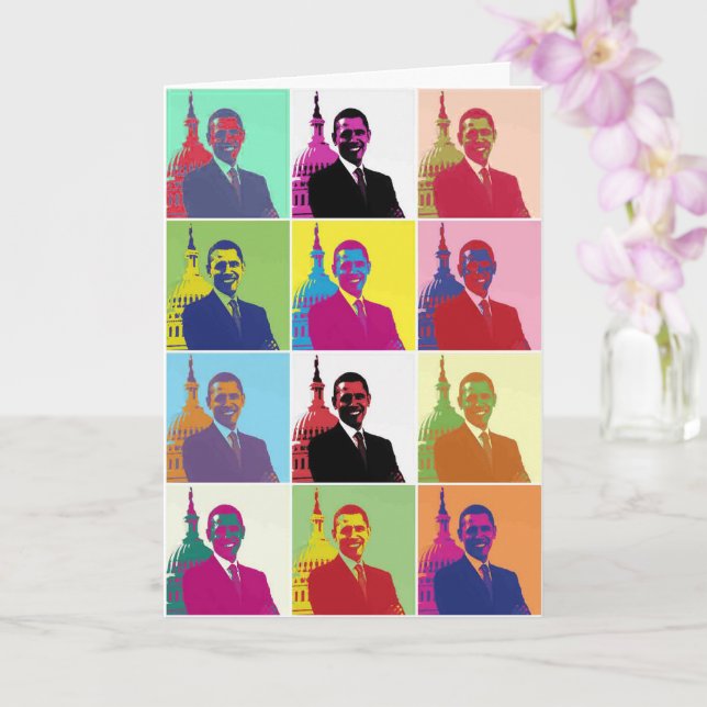 President Obama Pop Art Presidential Birthday Card (Orchid)