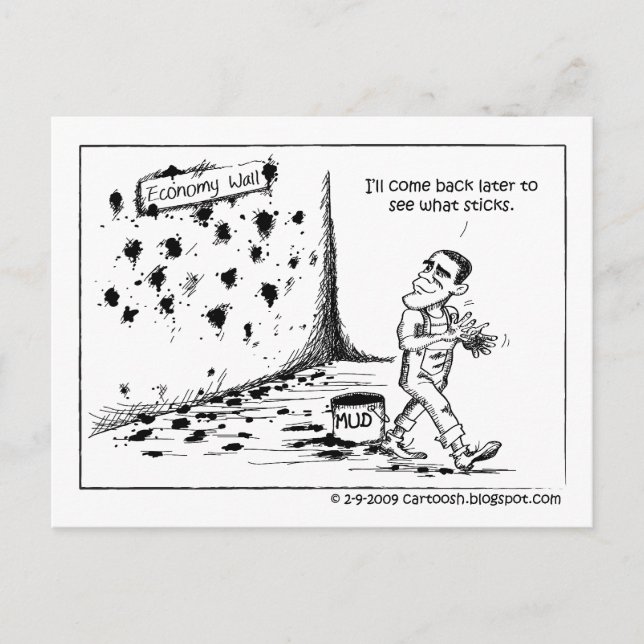 President Obama Throwing Mud Postcard (Front)