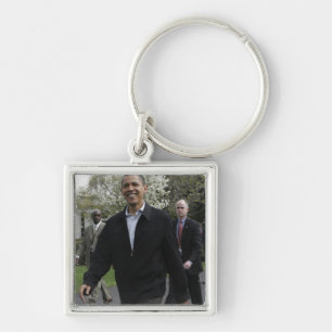 President Obama walks to the basketball courst Keychain