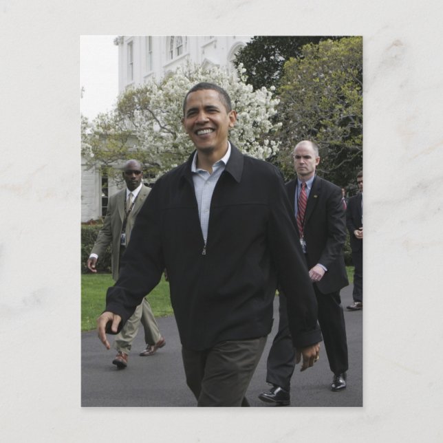 President Obama walks to the basketball courst Postcard (Front)