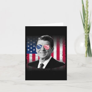 President Reagan Usa Flag Patriotic American 4th O Card