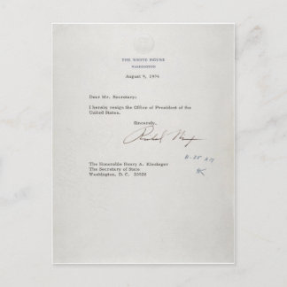 President Richard M. Nixon Resignation Letter Postcard