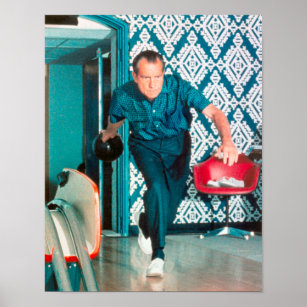 President Richard Nixon Bowling At The White House Poster