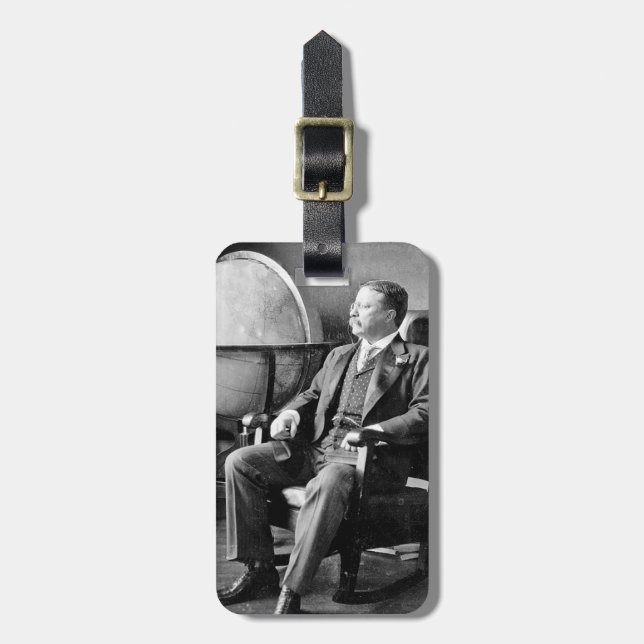 President Teddy Roosevelt Vintage White House Luggage Tag (Front Vertical)