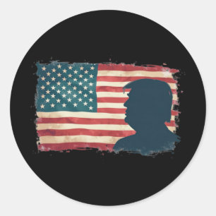 President Trump 2024 American Patriot Democracy 1  Classic Round Sticker