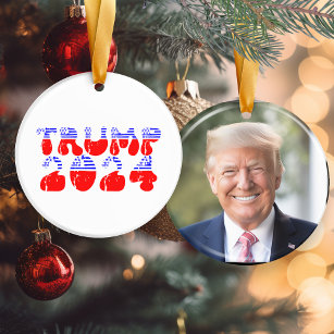 President Trump 2024 Patriotic Election Photo Ceramic Ornament