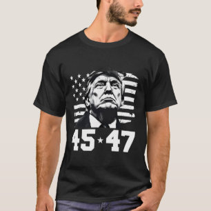 President Trump 45 47 American Flag Trump Vance T-Shirt