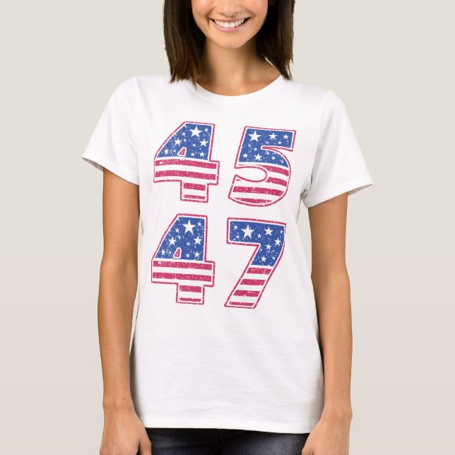 Président Trump 45 47 T-shirt bleu rouge blanc (Devant)