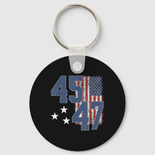 President Trump 45 47 Vintage American Flag  Keychain