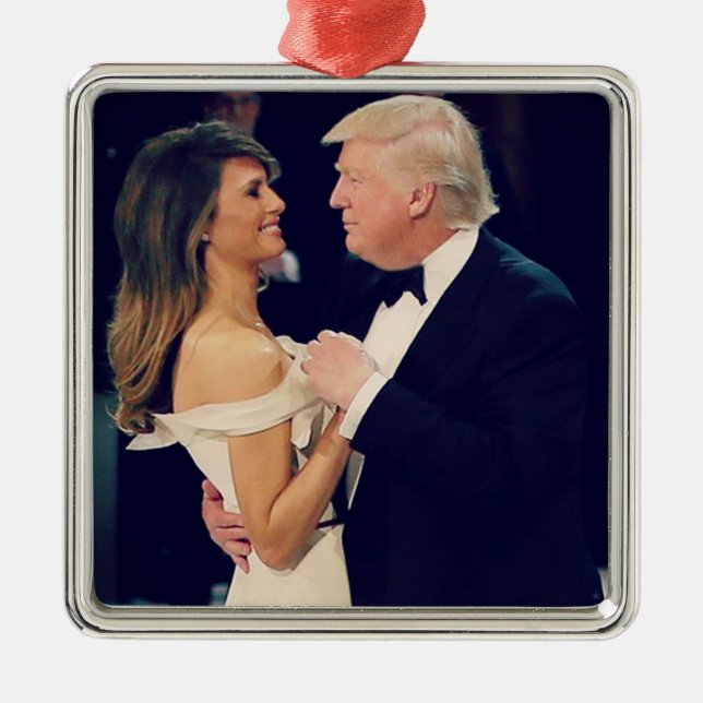 President Trump and Melania Dancing Metal Ornament (Front)