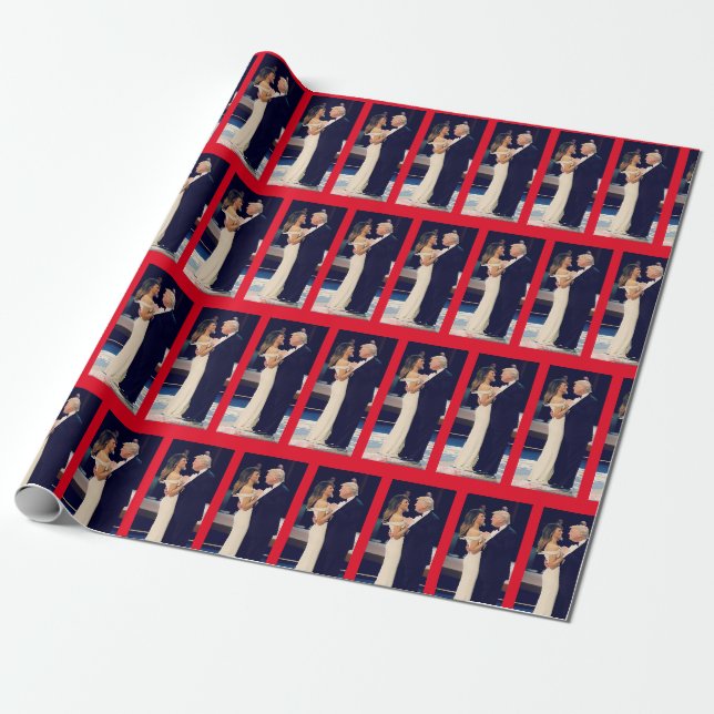President Trump and Melania Dancing Wrapping Paper (Unrolled)