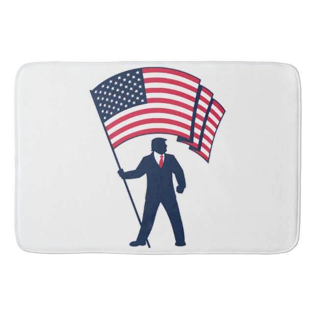President Trump Bearing the Flag of the USA  Bath Mat (Front)