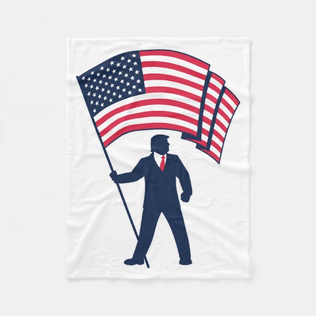 President Trump Bearing the Flag of the USA  Fleece Blanket (Front)