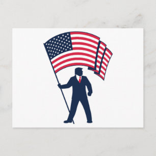 President Trump Bearing the Flag of the USA Holiday Postcard