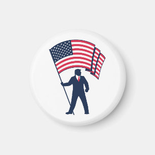 President Trump Bearing the Flag of the USA Magnet