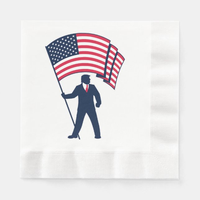 President Trump Bearing the Flag of the USA  Napkin (Front)