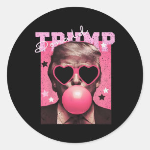 President Trump Blowing Bubble Gum Funny Pink Bubb Classic Round Sticker