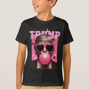 President Trump Blowing Bubble Gum Funny Pink Bubb T-Shirt