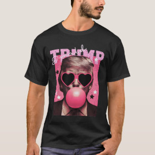 President Trump Blowing Bubble Gum Funny Pink Bubb T-Shirt