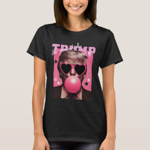 President Trump Blowing Bubble Gum Funny Pink Bubb T-Shirt