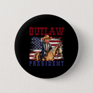President Trump Cowboy Trump 2024 Convicted Felon  2 Inch Round Button