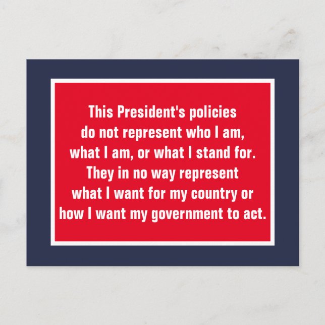 President Trump Does Not Represent Me Postcard (Front)
