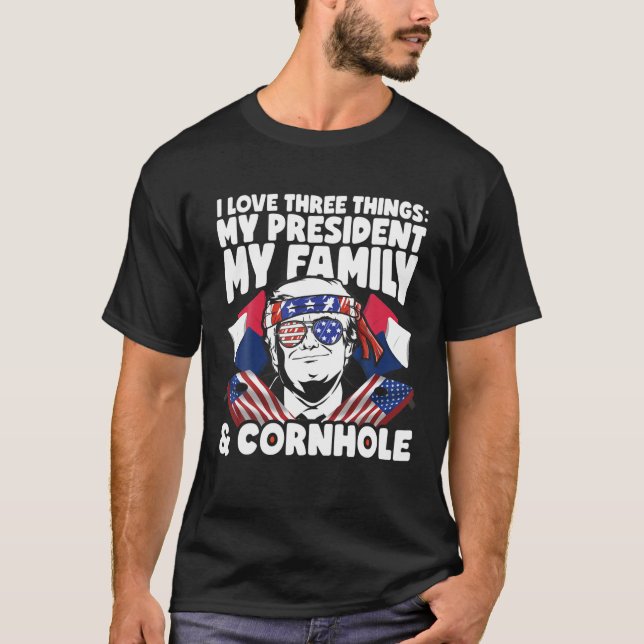 President Trump Family Cornhole MAGA Bean Bag July T-Shirt (Front)