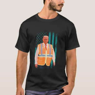 President Trump Garbage Truck Worker Vest USA Flag T-Shirt