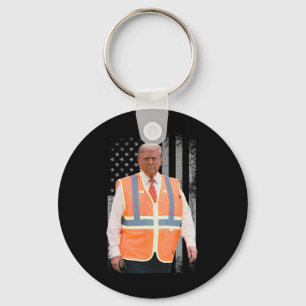 President Trump Garbyge Truck Worker Vest Usa Flag Keychain