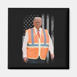 President Trump Garbyge Truck Worker Vest Usa Flag Magnet
