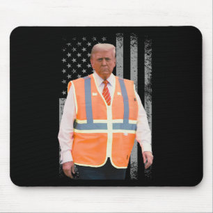 President Trump Garbyge Truck Worker Vest Usa Flag Mouse Pad
