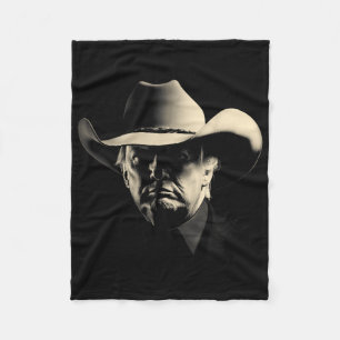 President Trump Head Cowboy Usa 2024 Vote Election Fleece Blanket