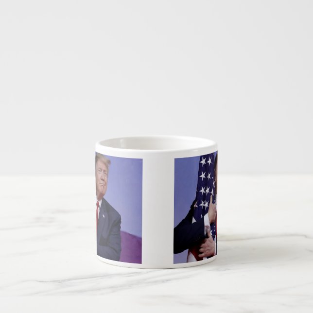 President Trump Hugging the American Flag Espresso Cup (Front)