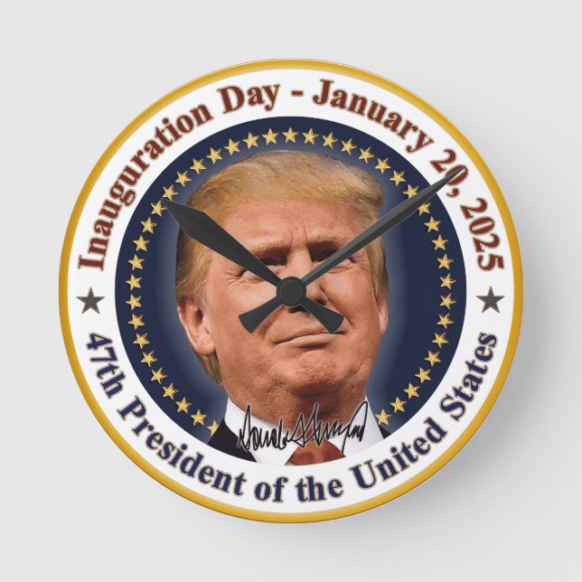 President Trump Inauguration Day January 20th 2025 Round Clock (Front)