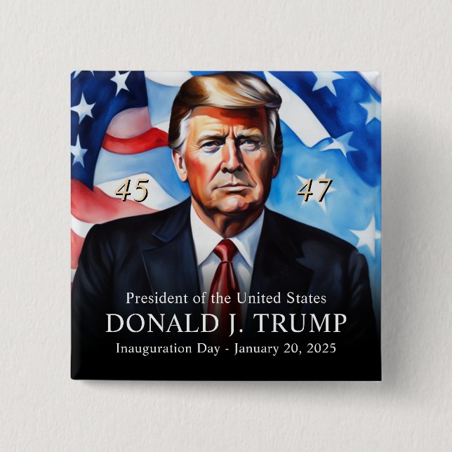 President Trump Inauguration Day Keepsake 2 Inch Square Button (Front)