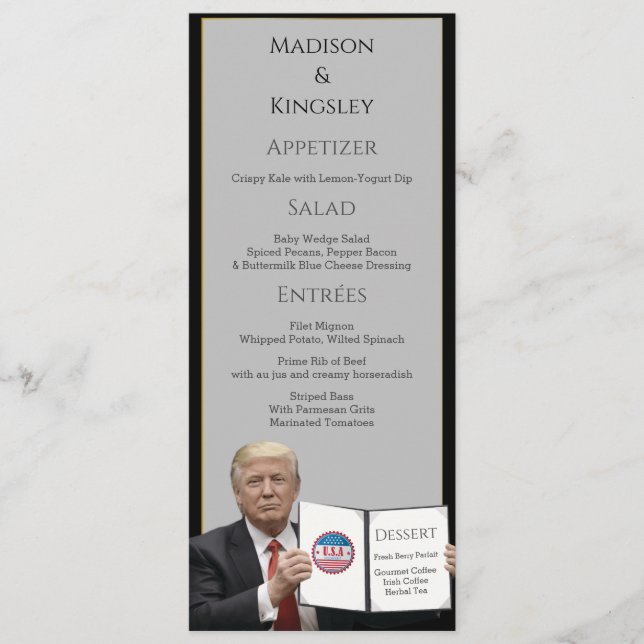 President Trump 📜 Patriotic Wedding Custom Menu (Front)