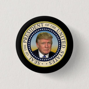 President Trump Photo Presidential Seal 1 Inch Round Button