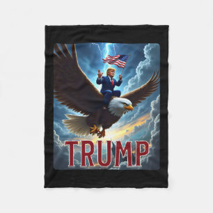 President Trump Riding An Eagle. Patriotic Politic Fleece Blanket