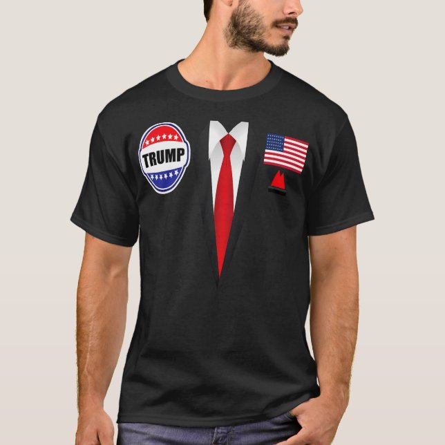 President Trump Shirt Suit Halloween Lazy Costume (Front)