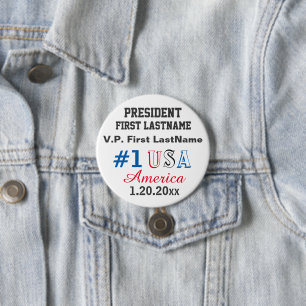 President Vice President Name Inauguration 3 Inch Round Button