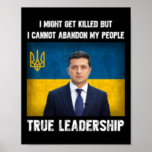 President Volodymyr Zelensky Ukraine Ukrainian Fla Poster