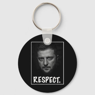 President Zelensky Portrait Respect Support Ukrain Keychain