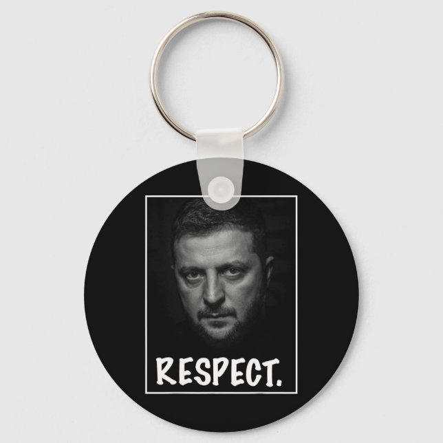President Zelensky Portrait Respect Support Ukrain Keychain (Front)