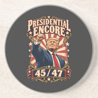 Presidential Encore Raised Fist Round Sandstone Coaster