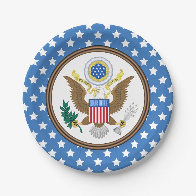 Presidential Seal Stars Personalize Paper Plate (Front)