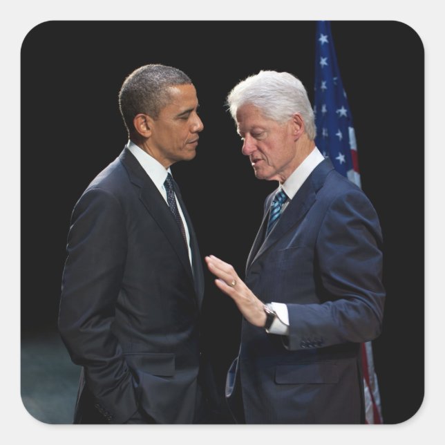 Presidents Barack Obama & Bill Clinton Square Sticker (Front)