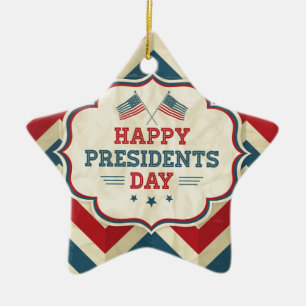 presidents day chevron ceramic ornament