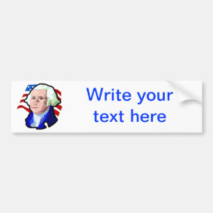 Presidents Day, George Washington and USA Flag Bumper Sticker