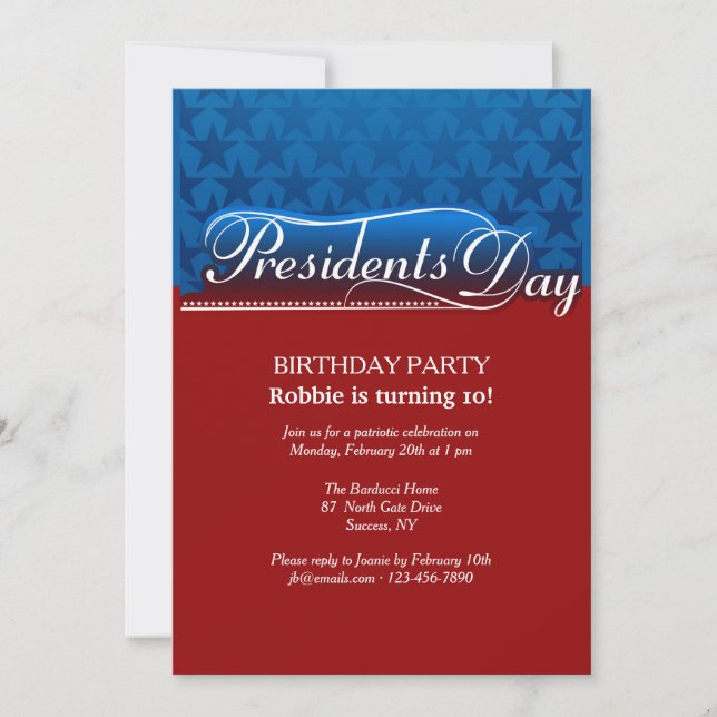 Presidents Day Invitation (Front)